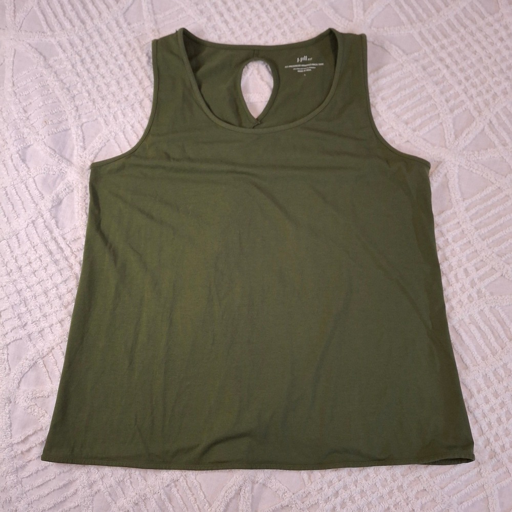 J. Jill Fit Progress Wrapped-Back Tank Womens Large Olive Green Pima‎ Cotton